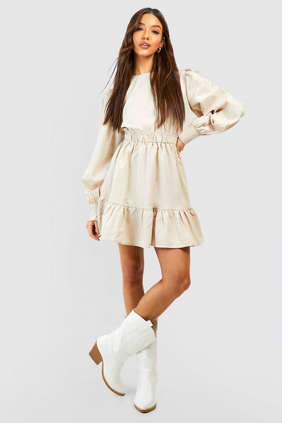 Stone Poplin Smock Dress