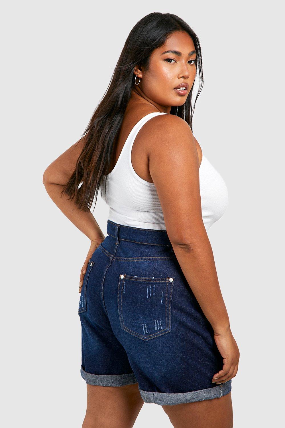 Women's Plus Turn Up Denim Short