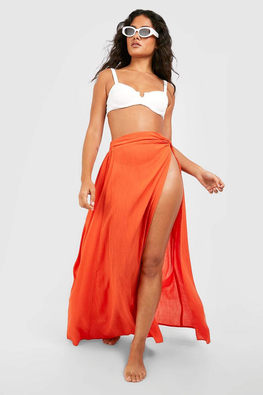 Orange Twist Detail Beach Maxi Skirt image number 1
