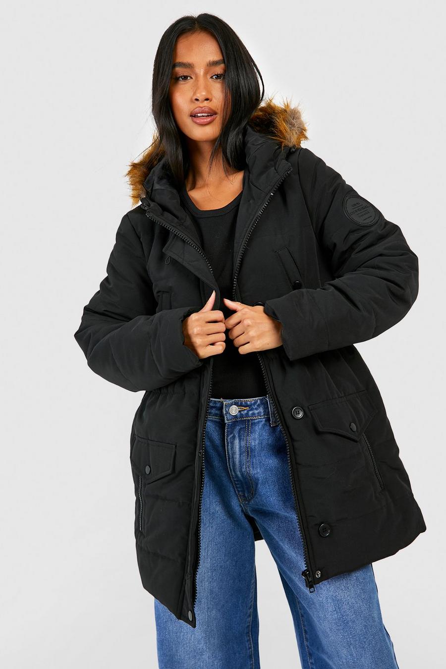 Petite Luxe Mountaineering Parka-Mantel, Black image number 1