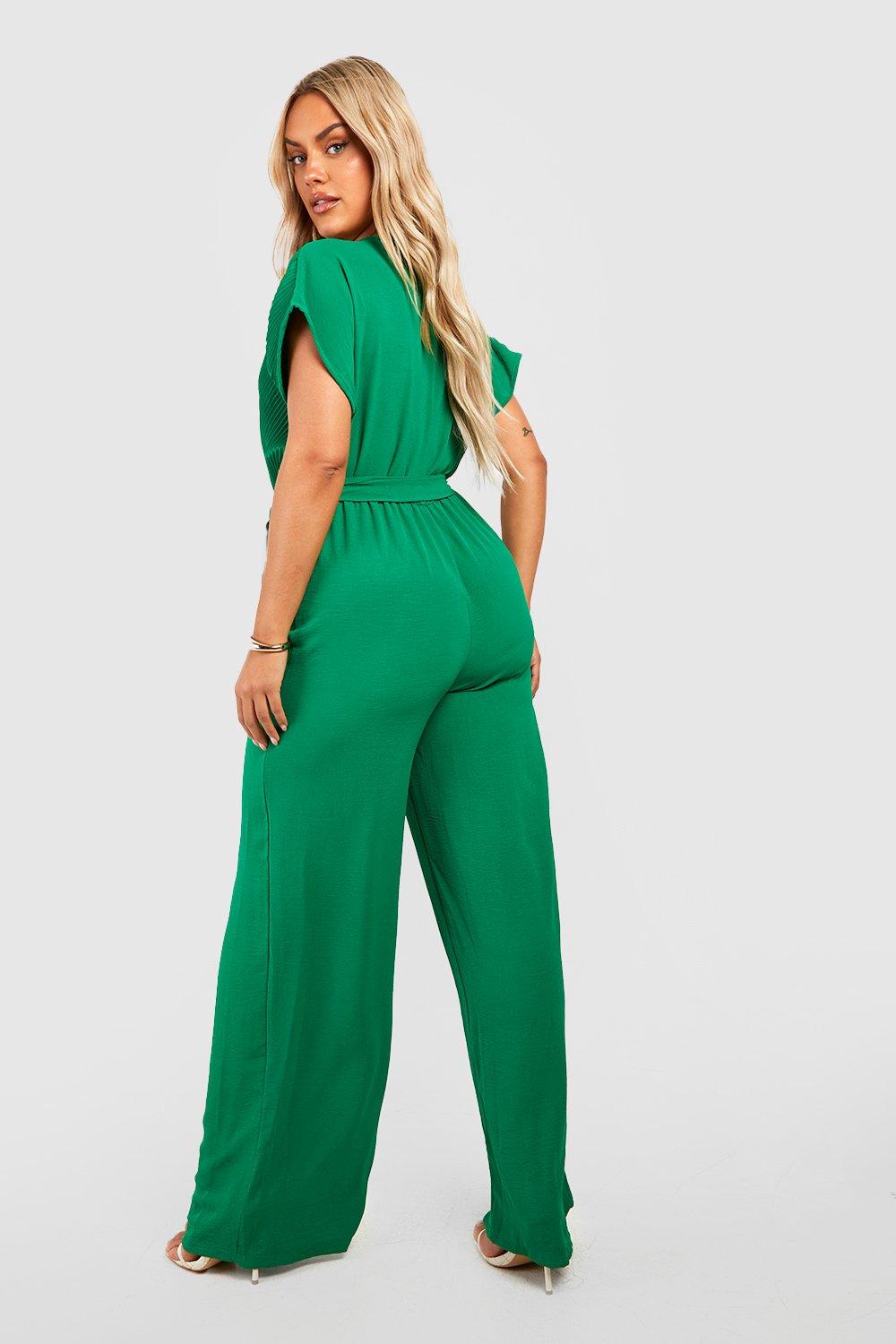 Green jumpsuit hot sale boohoo