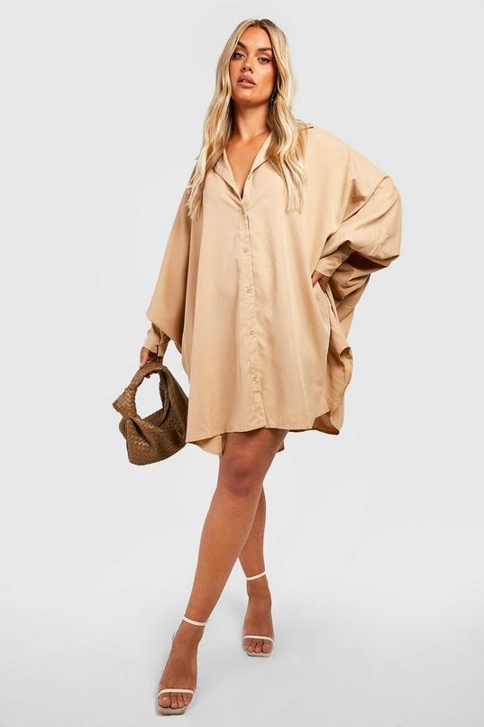 Plus Oversized Batwing Balloon Sleeve Shirt Dress | boohoo Plus Oversized Batwing Balloon Sleeve Shirt Dress | boohoo
