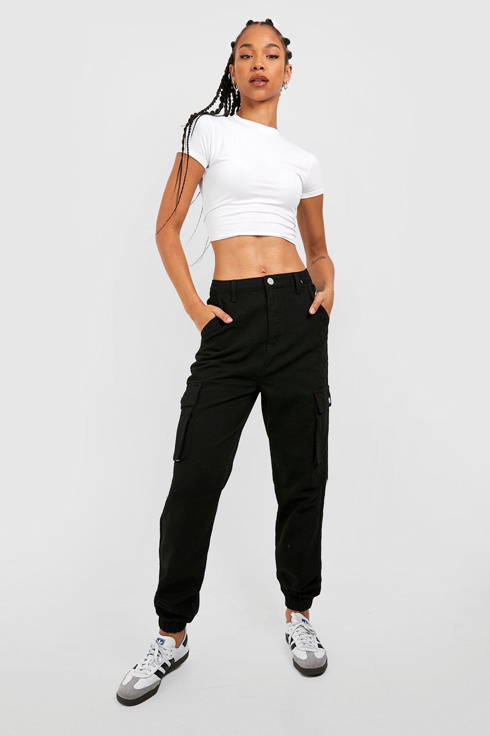 Tall High Waisted Denim Cargo Joggers