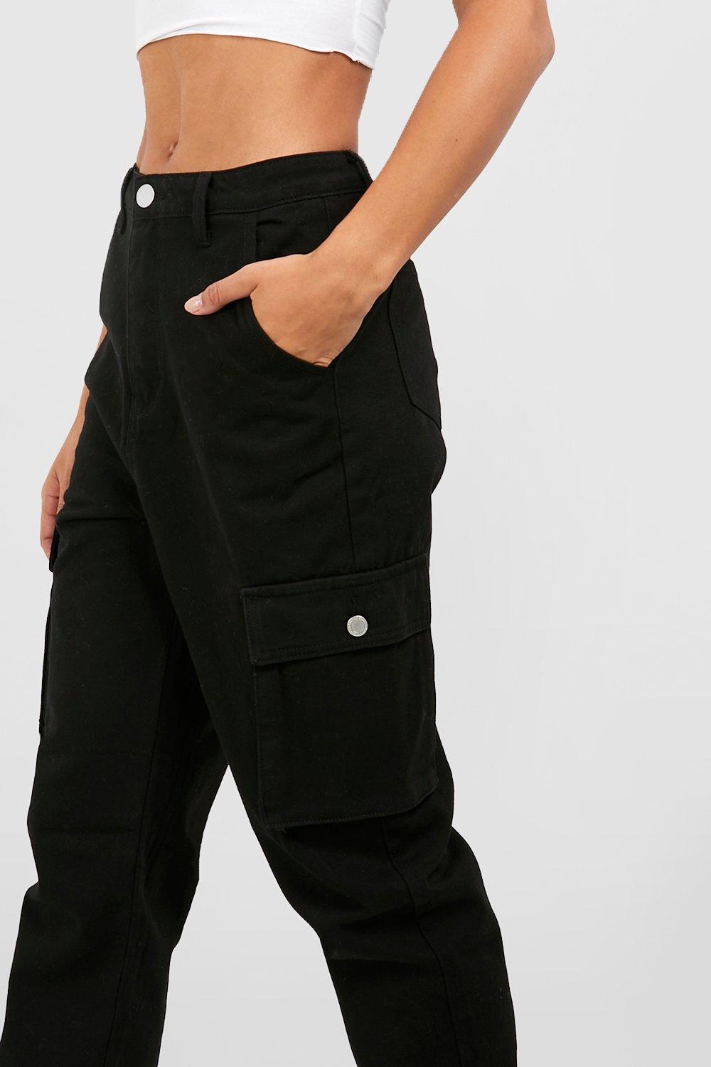 Tall High Waisted Denim Cargo Joggers