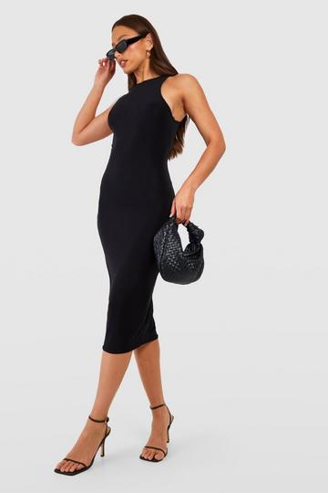 Tall Basic Racer Neck Midi Dress black