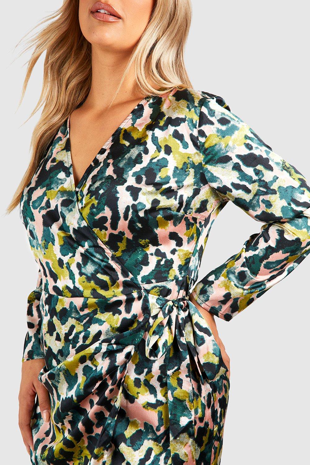 Boohoo star print wrap cheap midi dress