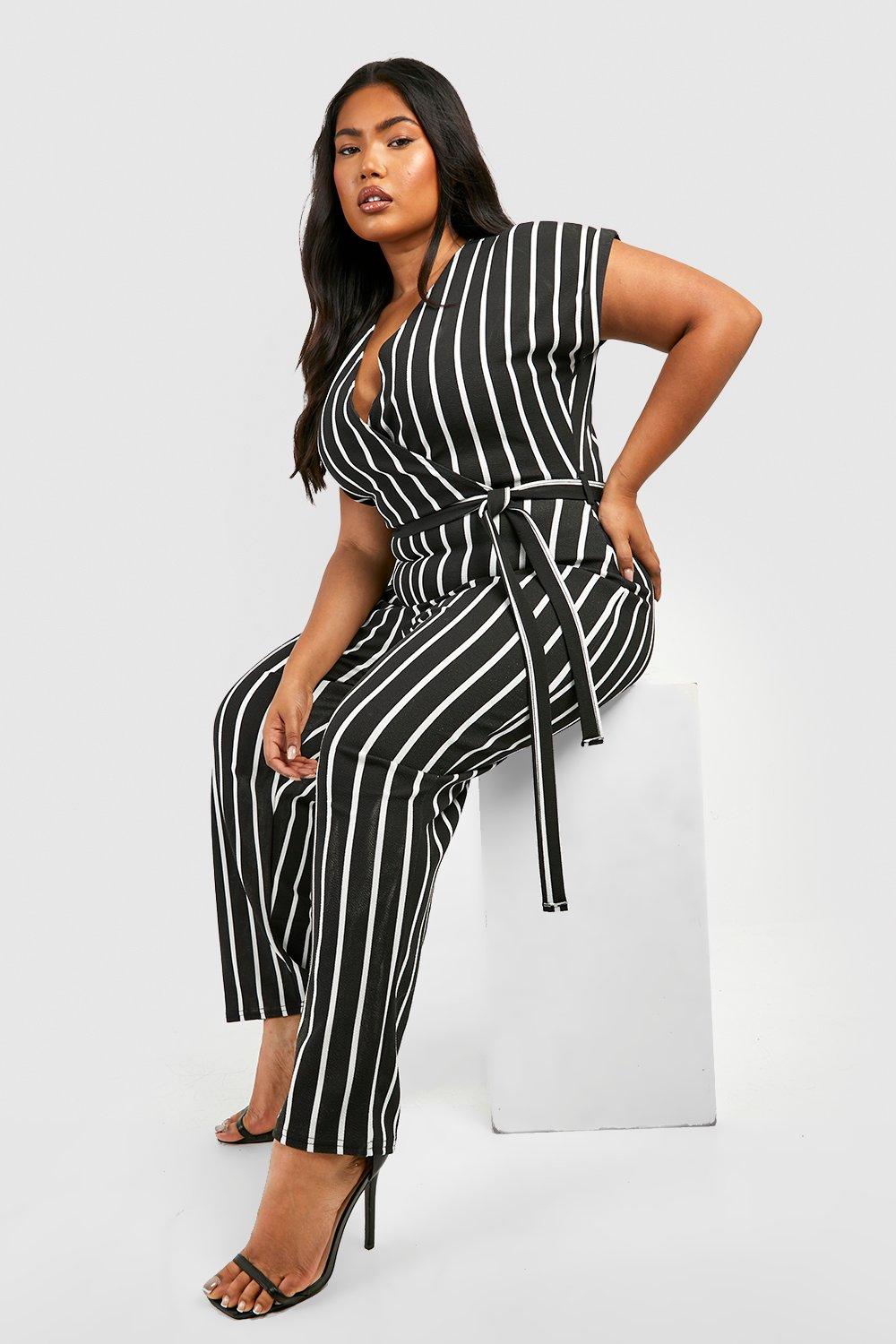 Boohoo store pinstripe jumpsuit