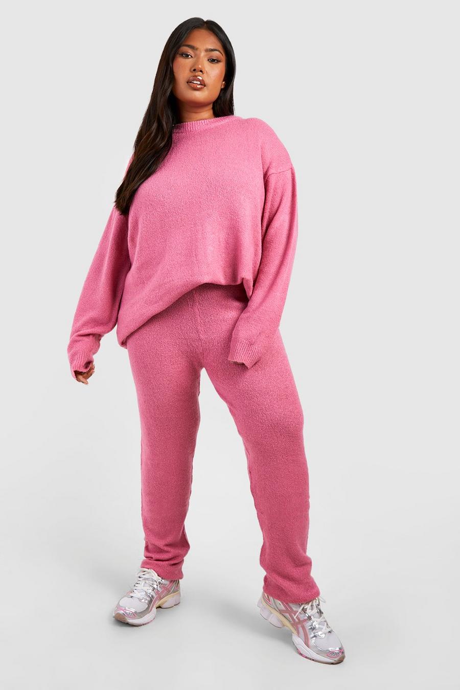 Women's Plus Knitted Crew Neck Jumper Loungewear Set | Boohoo UK