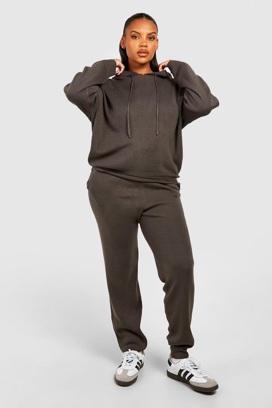 Charcoal Plus Knitted Hoodie Loungewear Set