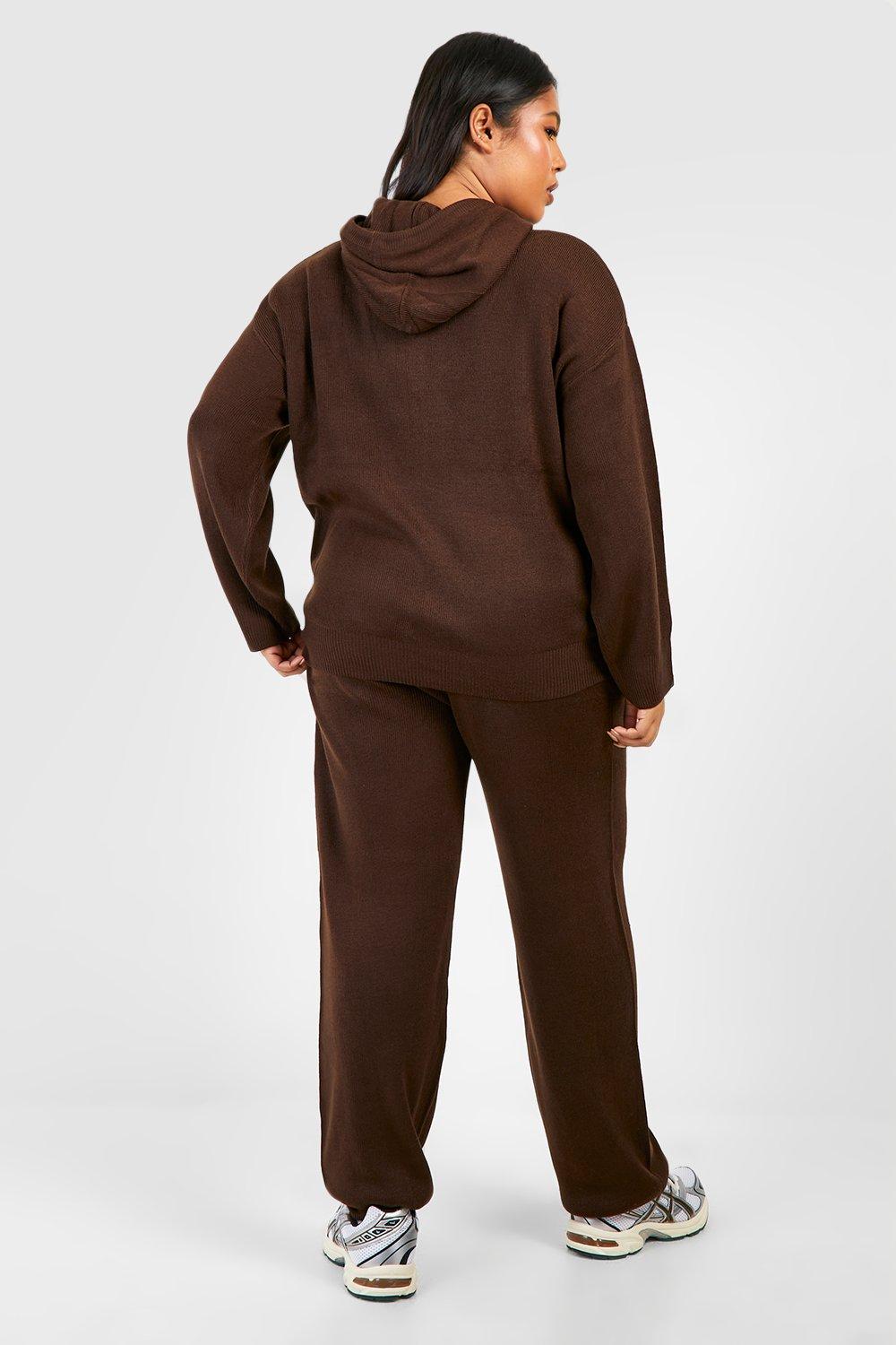 Women's Plus Knitted Hoodie Loungewear Set