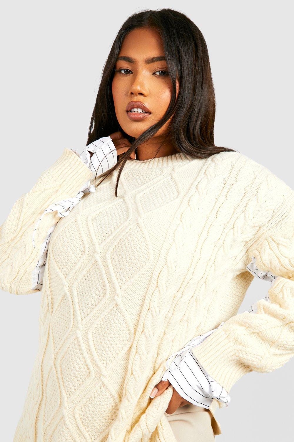 Plus cable knit sweater hotsell