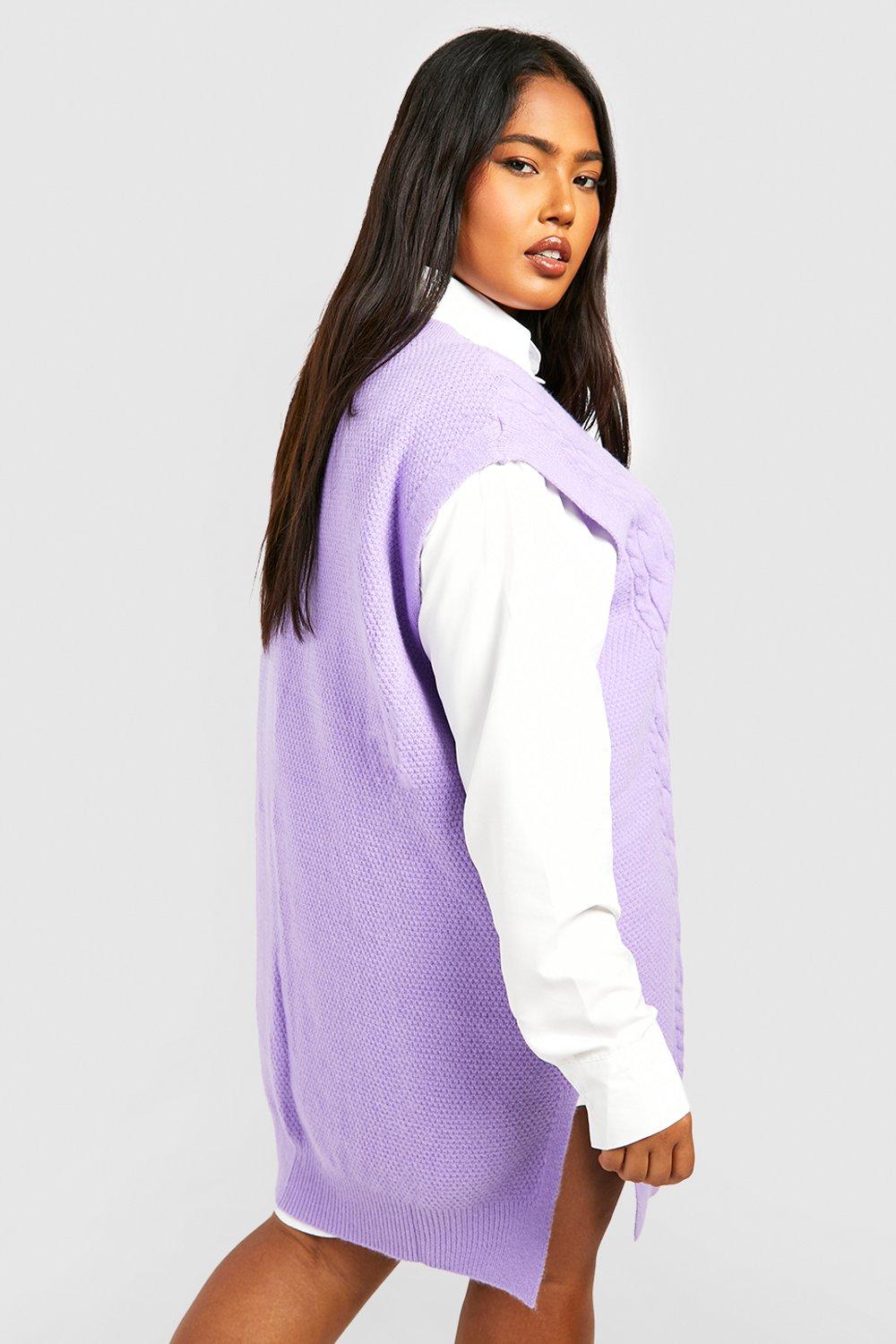 Plus Knitted Vest 2 In 1 Shirt Dress boohoo