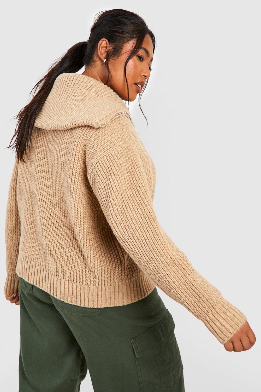 Plus Chunky Zip Through Cardigan