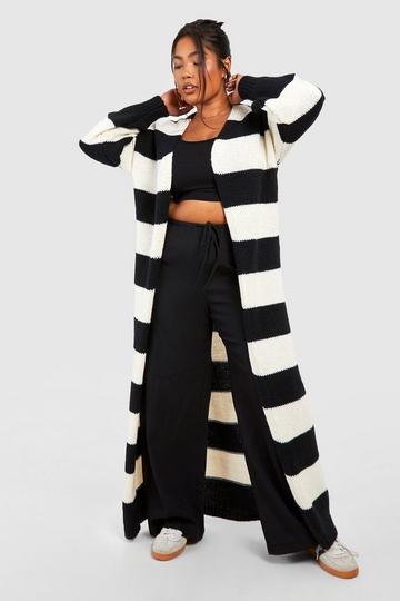 Black Plus Maxi Stripe Cardigan