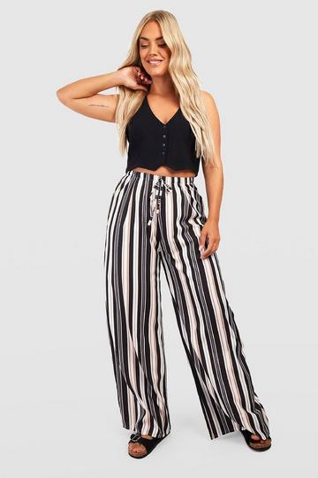 Plus Woven Stripe Lightweight Pants black