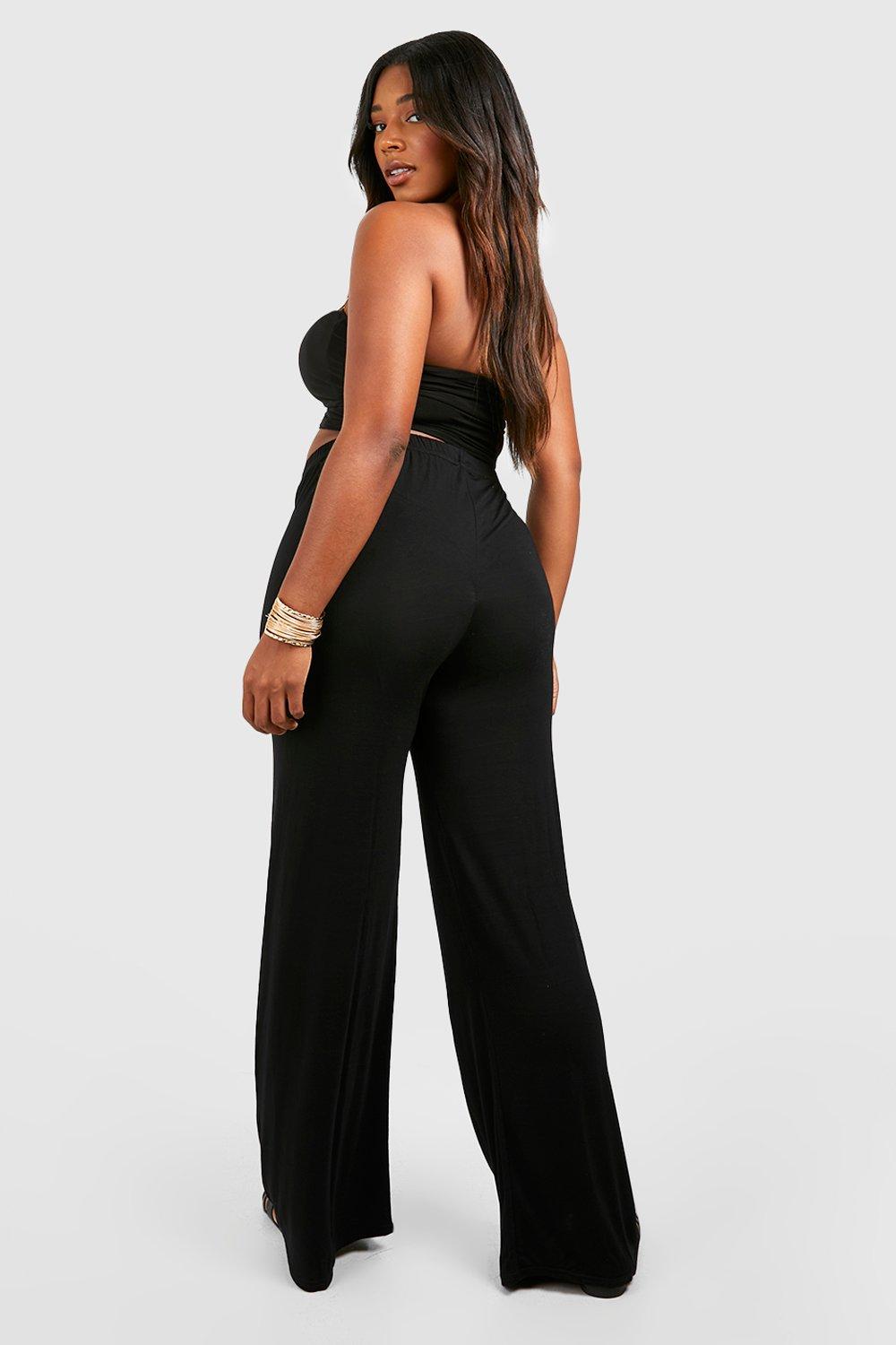 Plus Basic Jersey Wide Leg Trousers