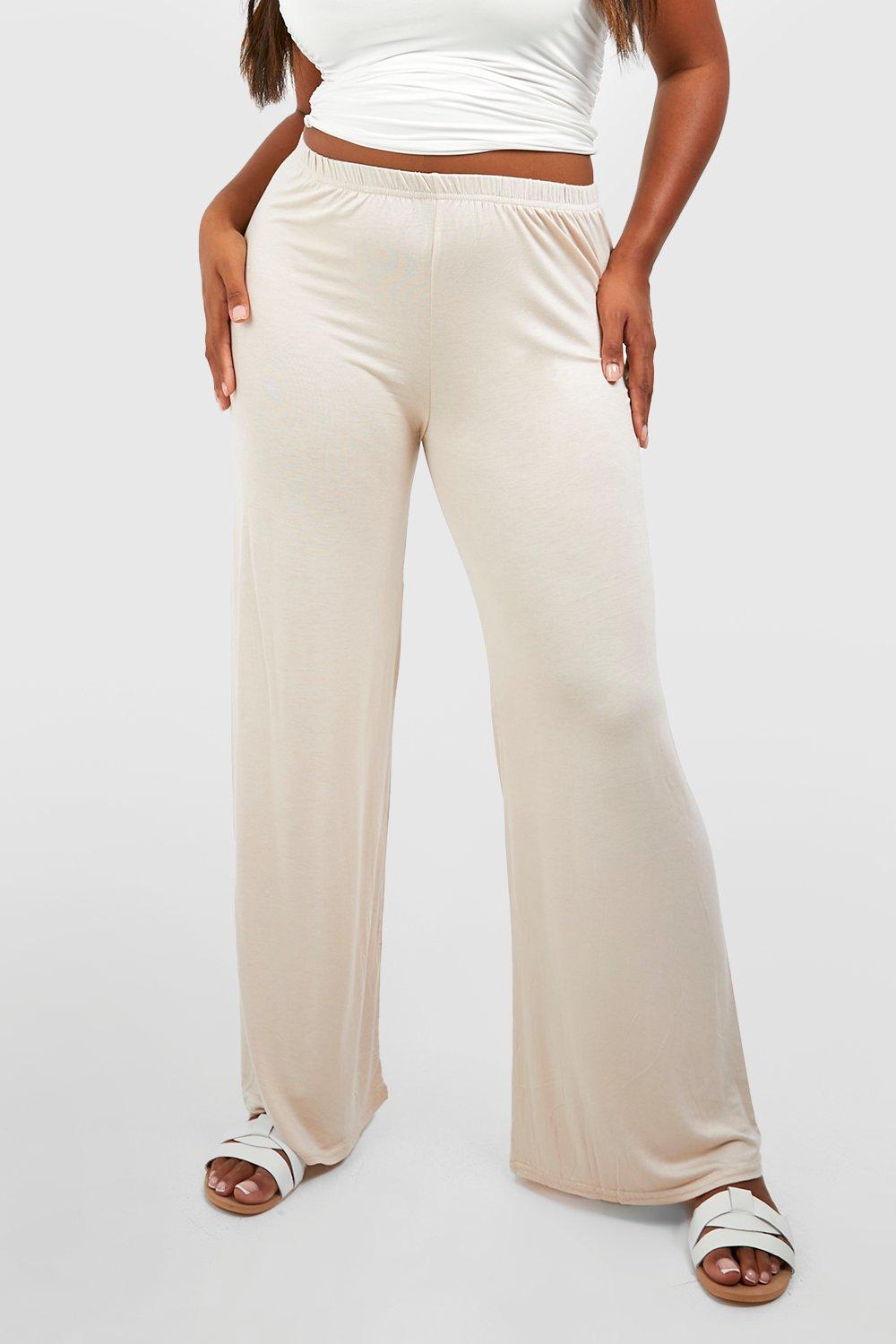 Plus Basic Jersey Wide Leg Trousers