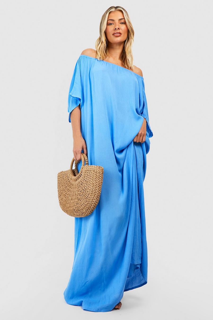 Blue Off The Shoulder Beach Maxi Dress