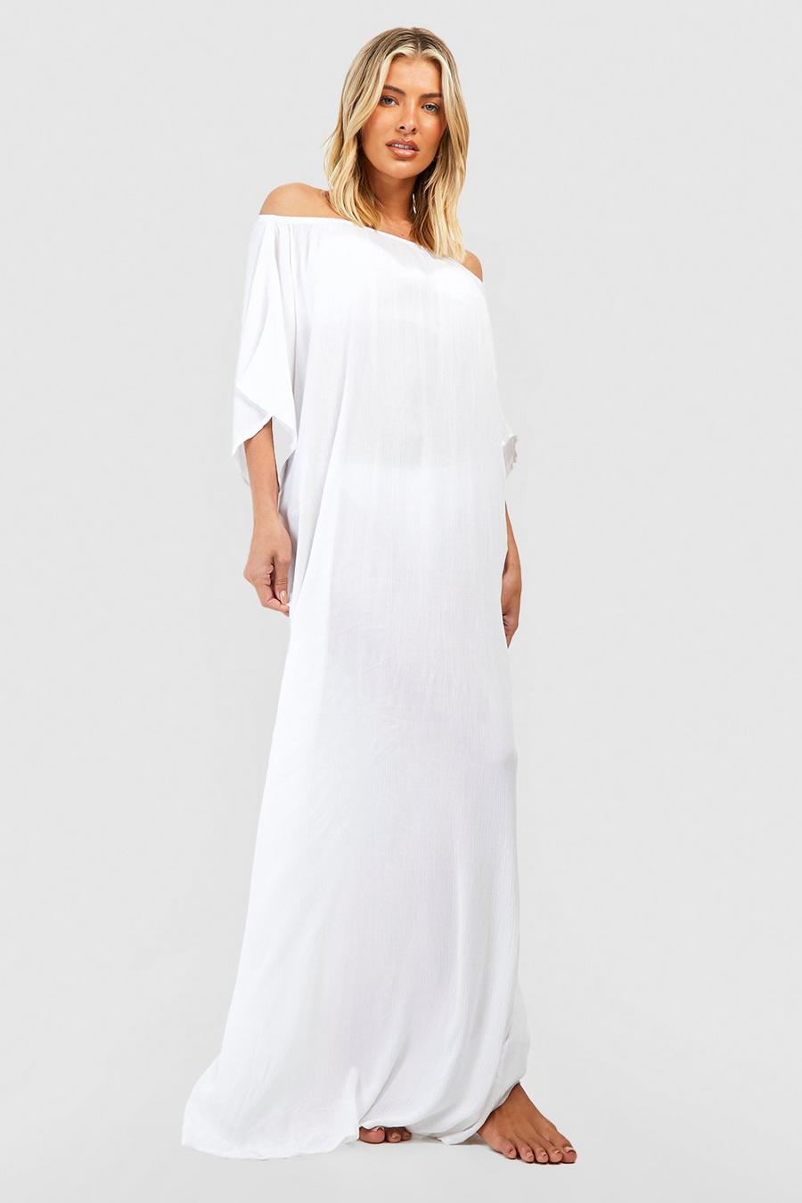 White Off The Shoulder Beach Maxi Dress image number 1