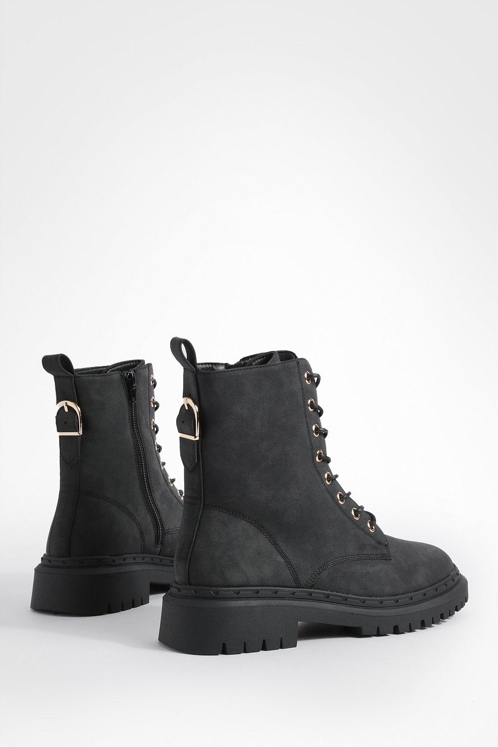 Black cleated hotsell ankle boots