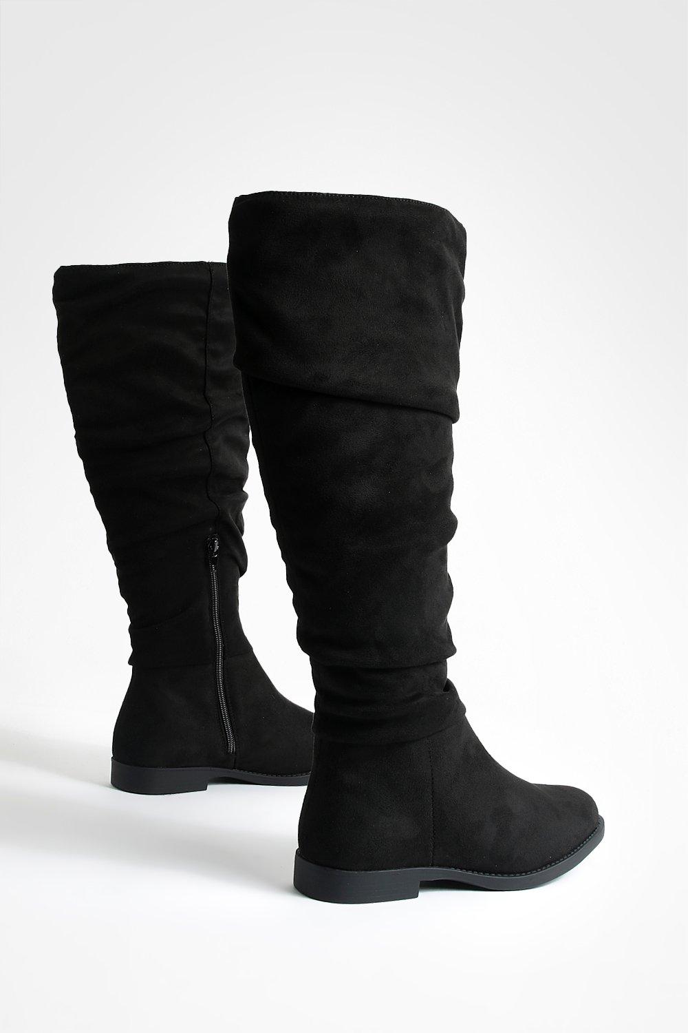 Black flat slouch shop knee high boots