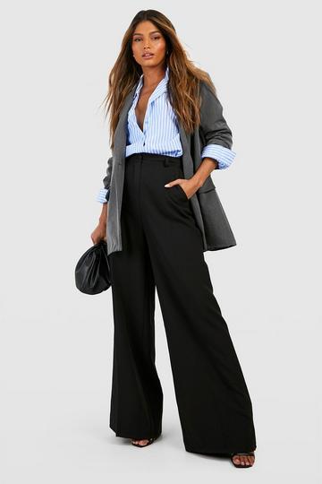 Pintuck Straight Leg Tailored Pants black