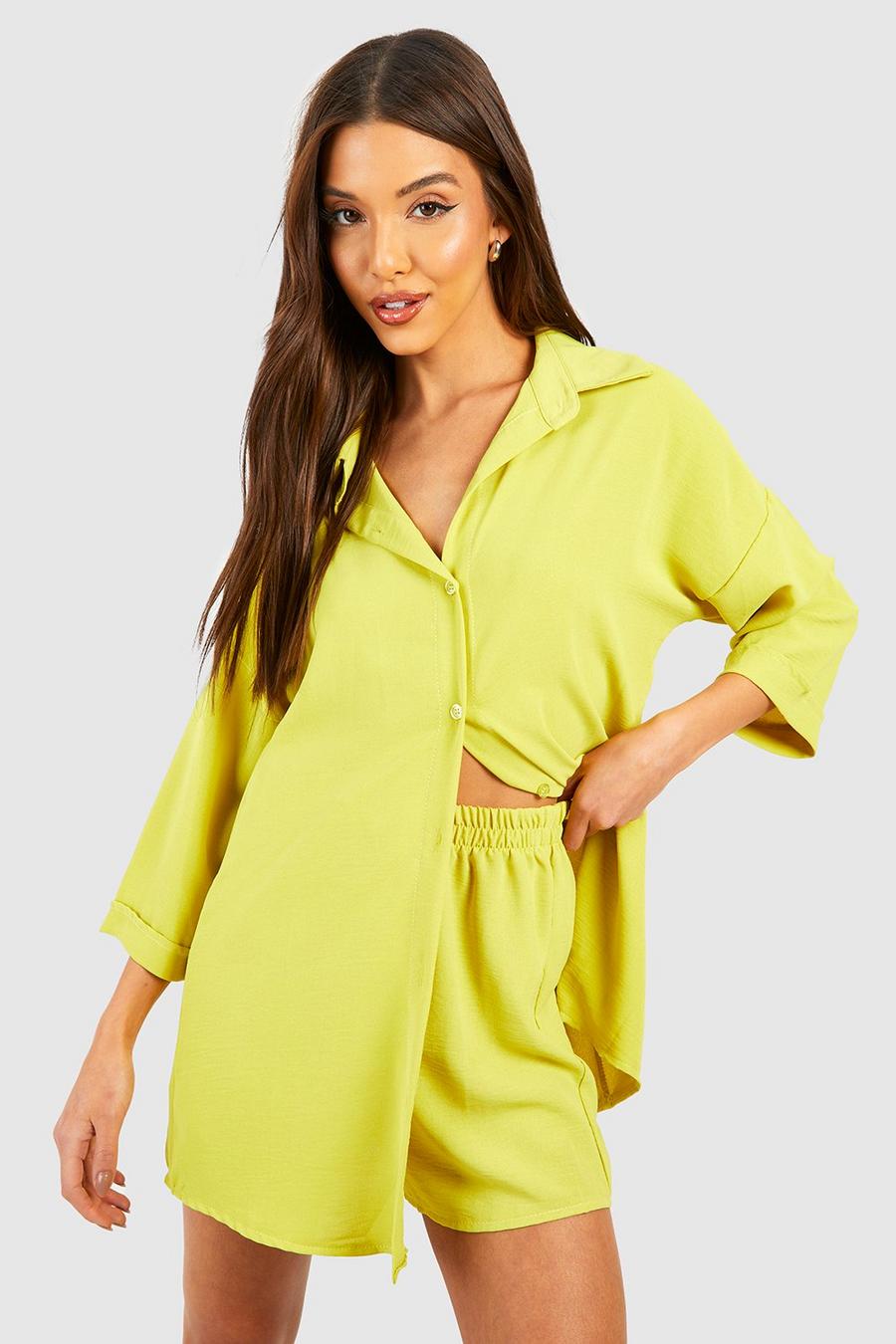 Lime Oversize skjorta och shorts med struktur