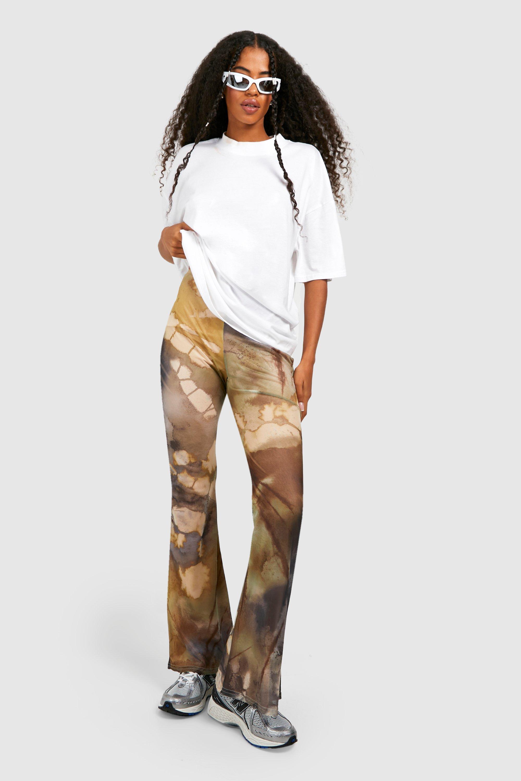 Tie Dye Printed Mesh Flared Pants