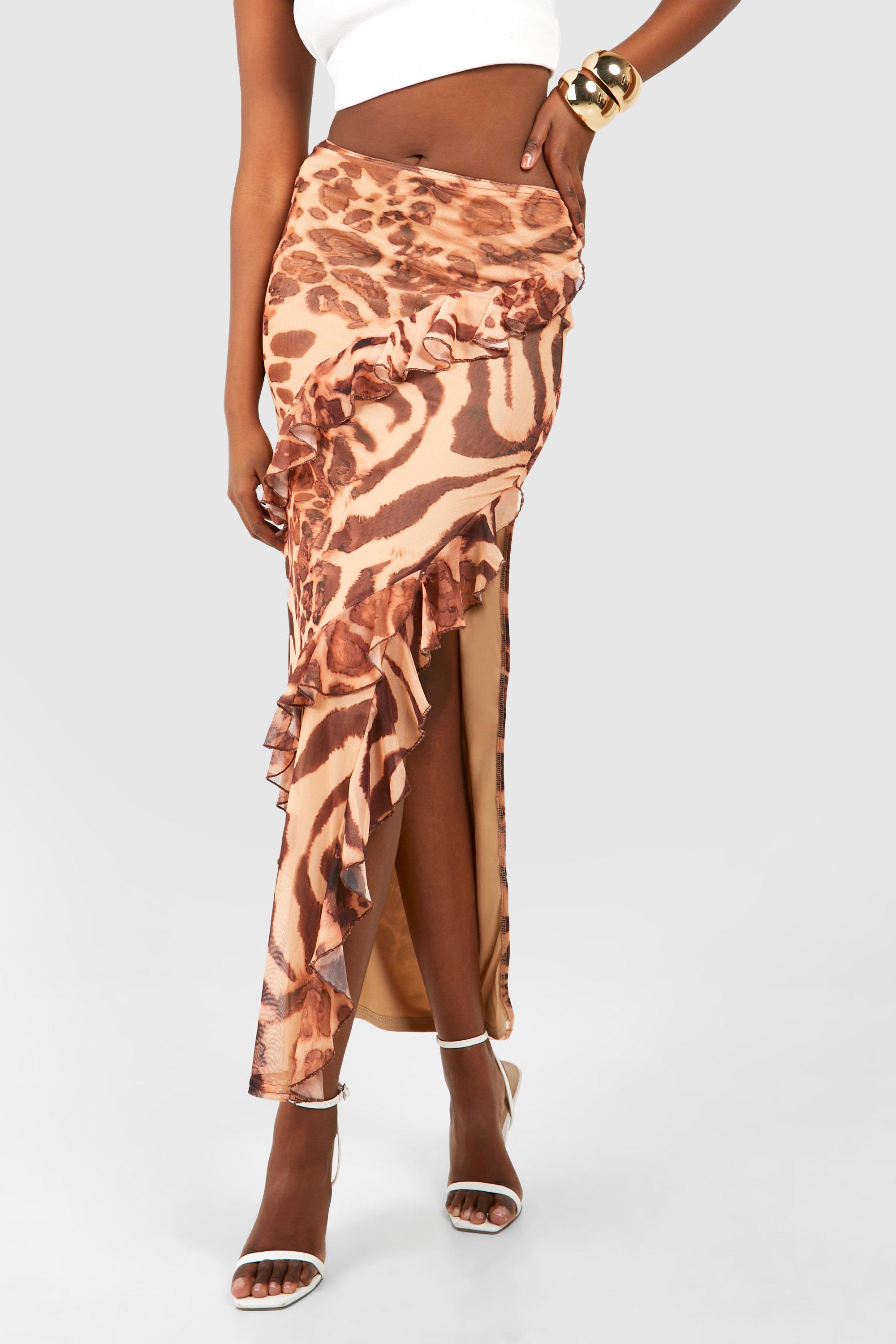 Leopard wrap skirt boohoo sale