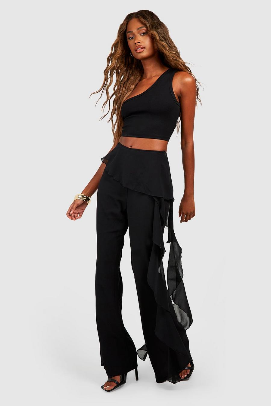 Chiffon Ruffled Flared Pants | boohoo USA Chiffon Ruffled Flared Pants | boohoo USA