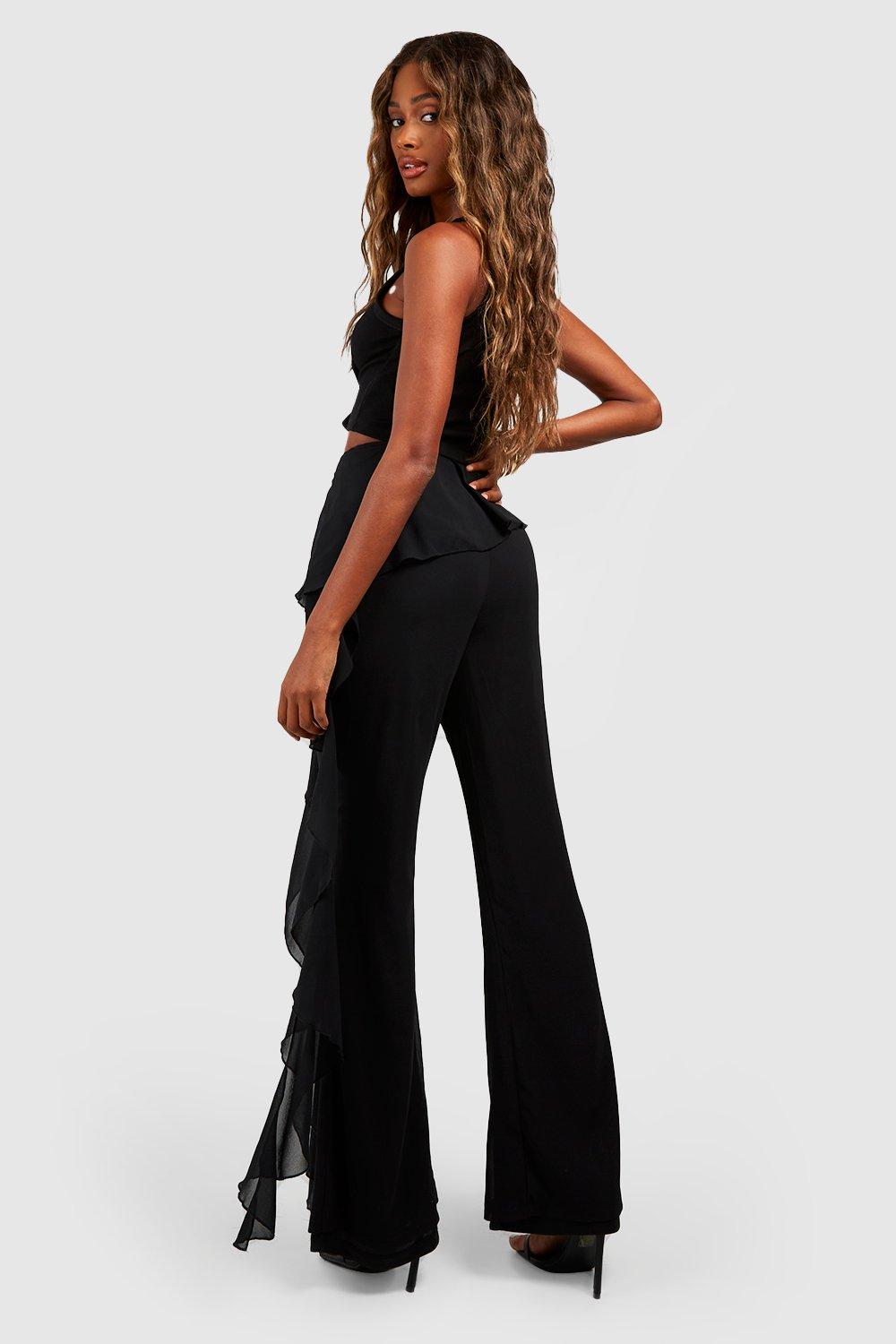 Chiffon Ruffled Flared Pants