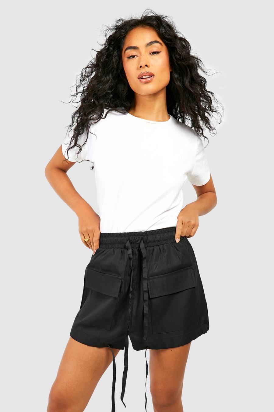 Black Tie Detail Cargo Mini Skirt image number 1