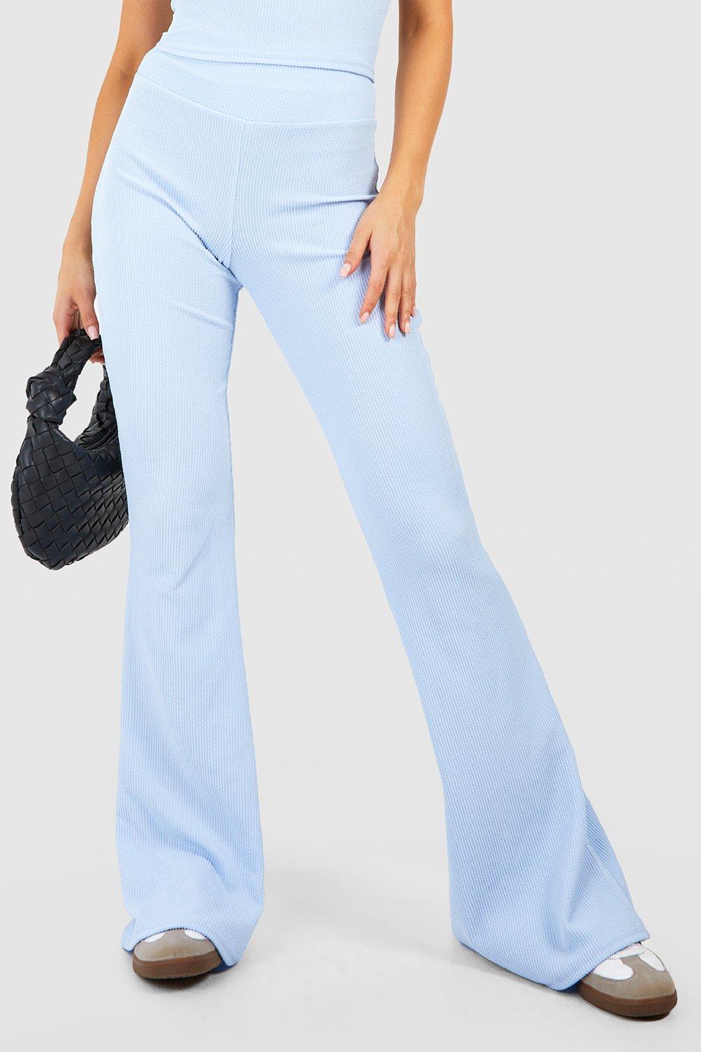 Petite Crinkle Rib Thick Waistband Flares