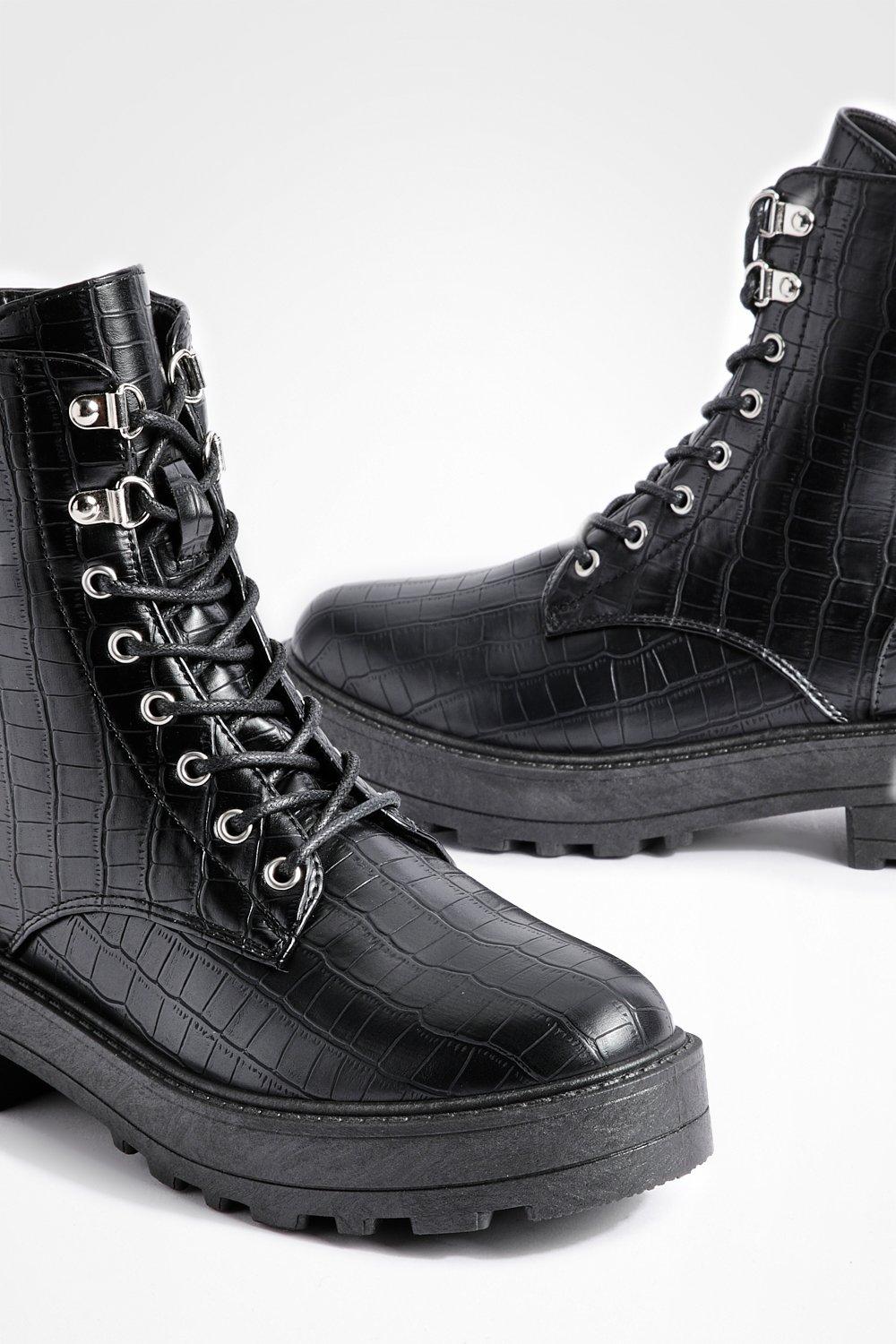 Lace up 2024 croc boots