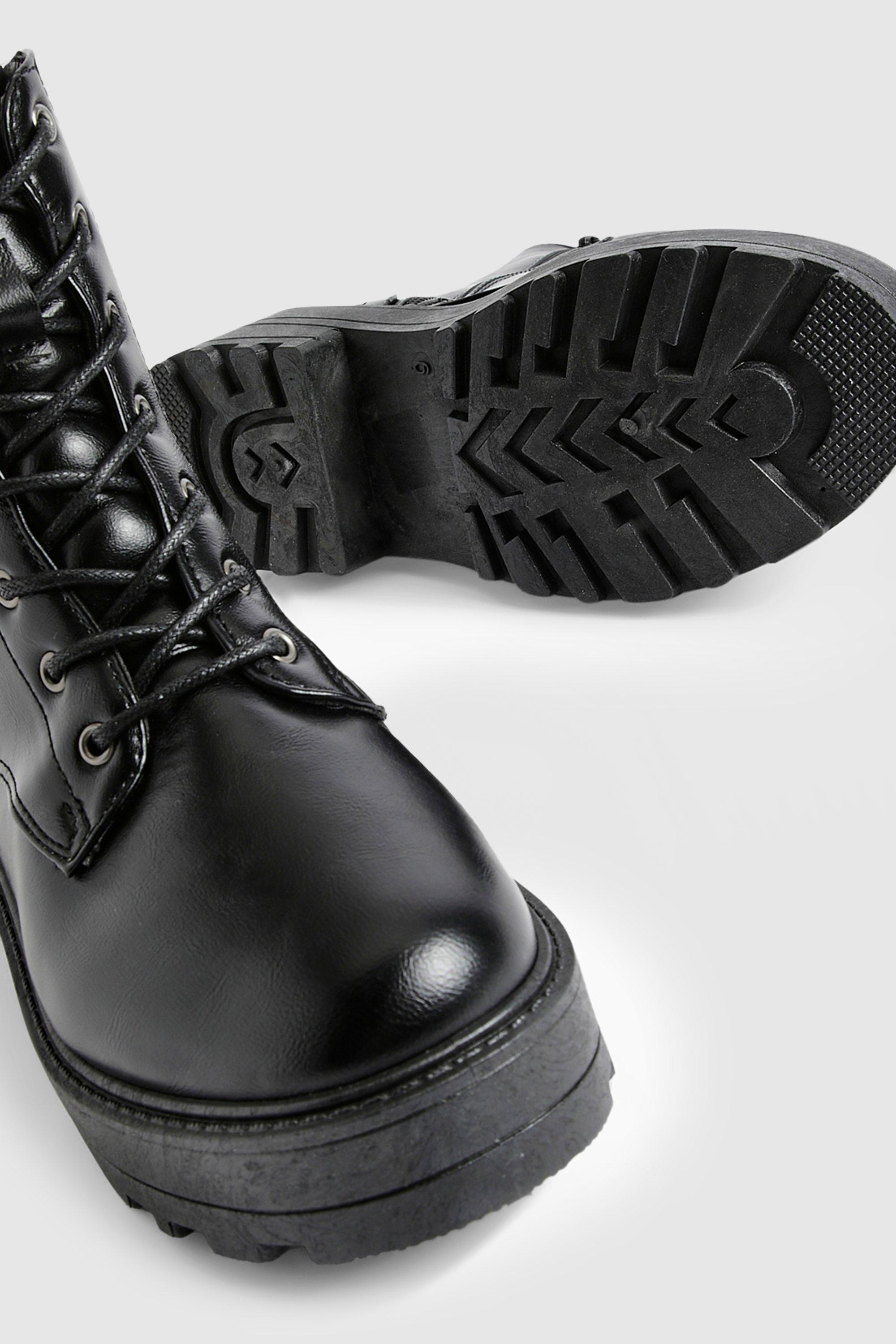 Chunky black lace up boots clearance