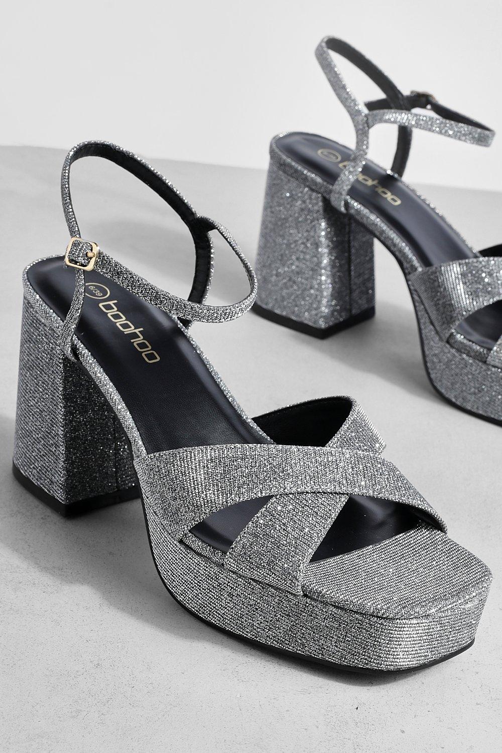 Wide fit silver hot sale platform heels