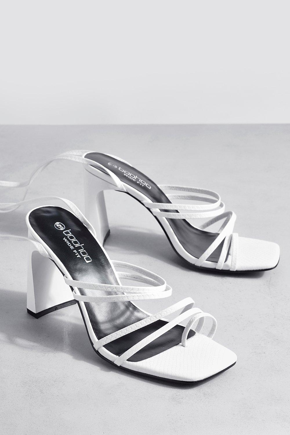 Wide fit white hot sale heeled sandals