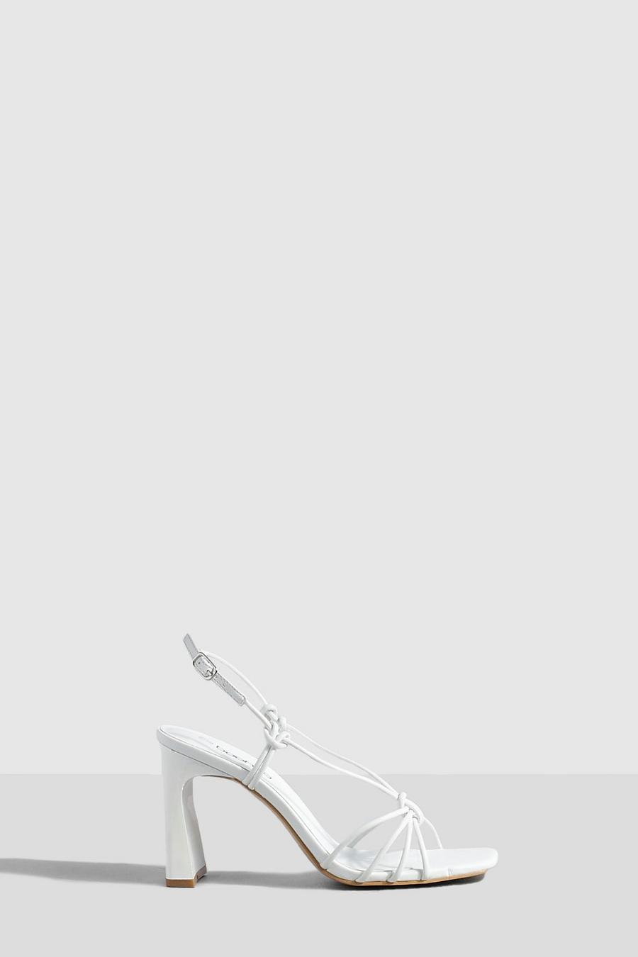 White vit Knot Detail Slingback Heels