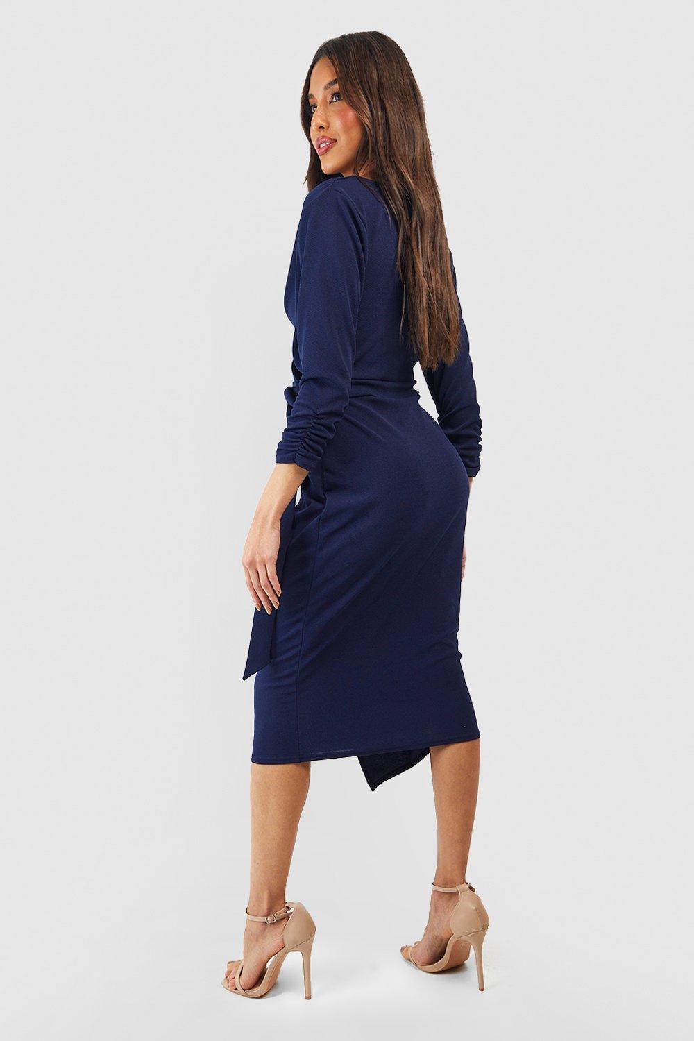 Navy blue sale dress boohoo