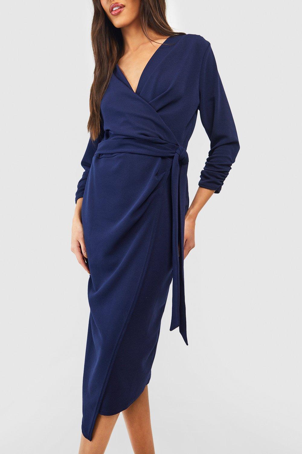 Boohoo blue hot sale wrap dress