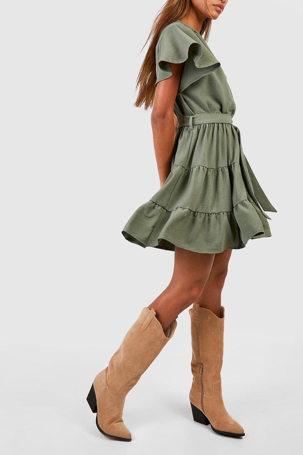 Tie waist frill dress new arrivals