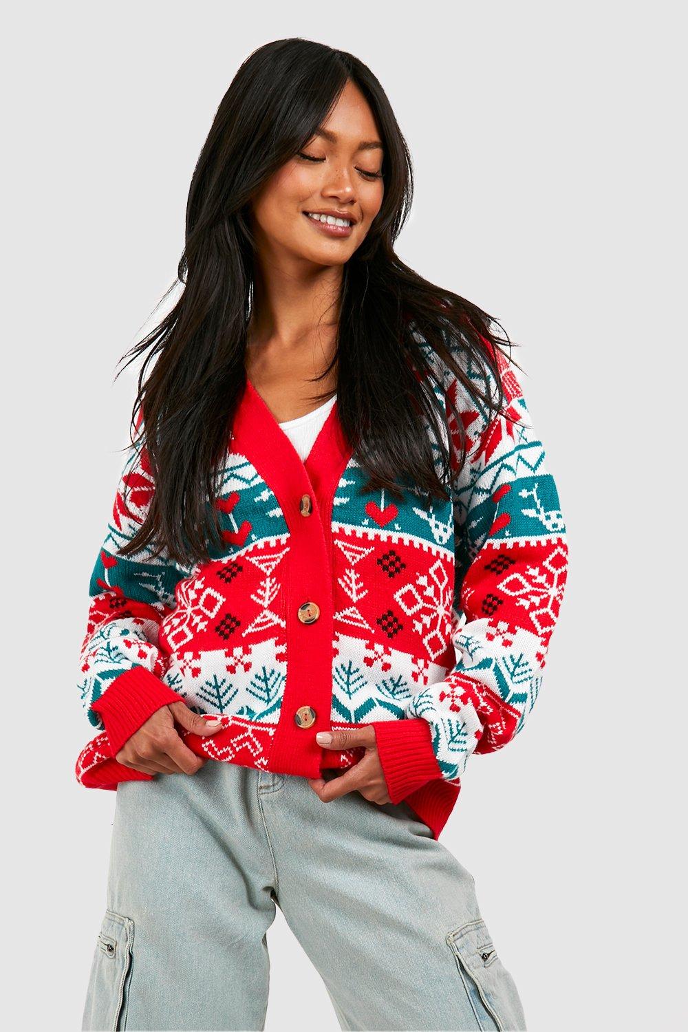 Vintage Style Christmas Cardigan | boohoo