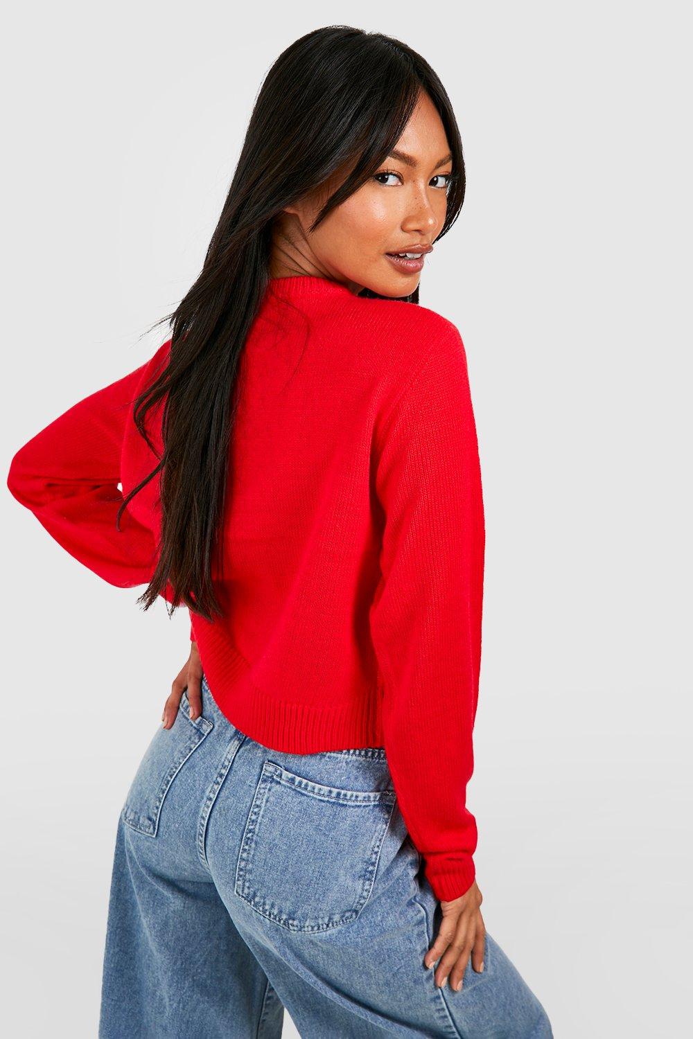 Red deals cropped jumper