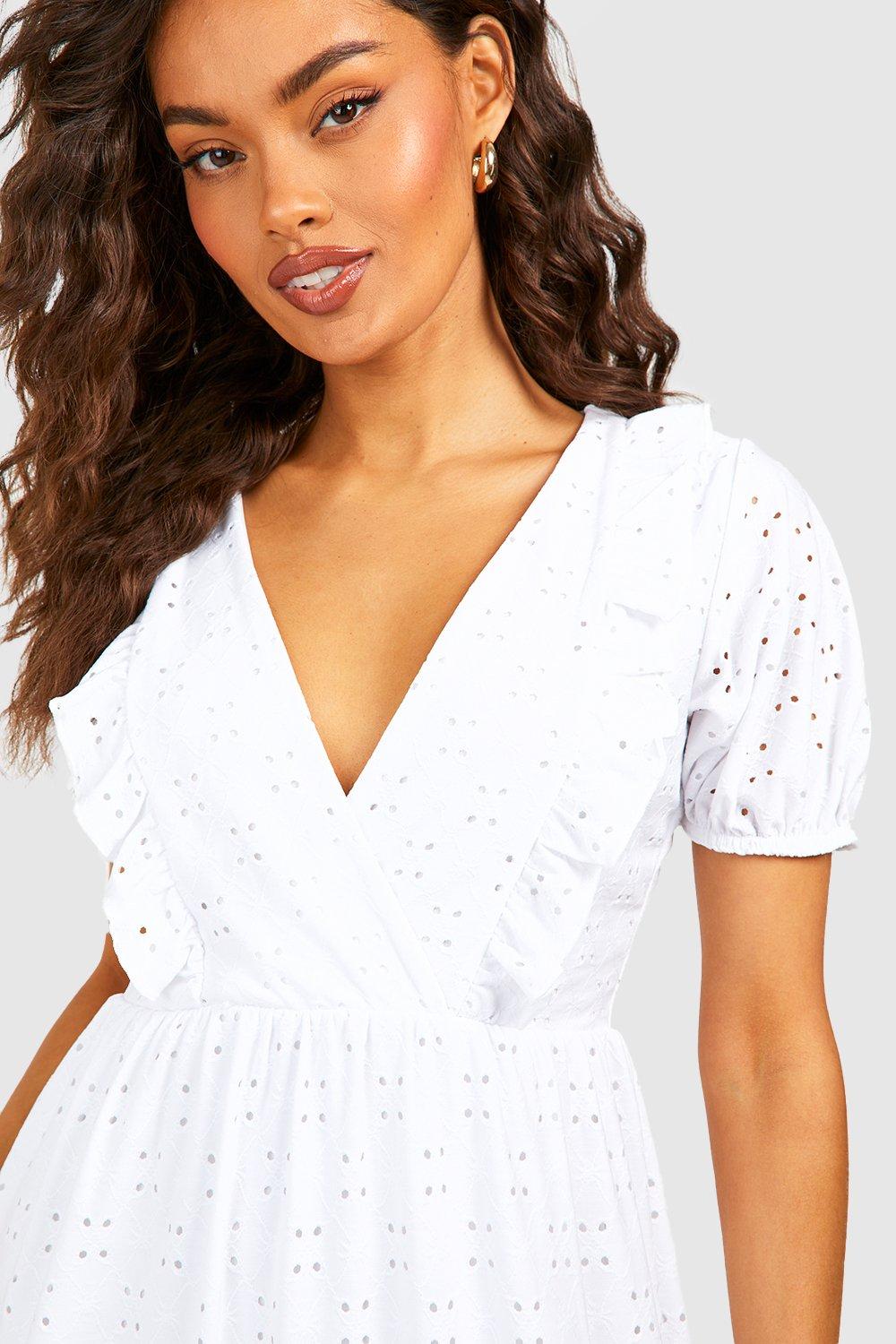 Ruffle eyelet clearance dress