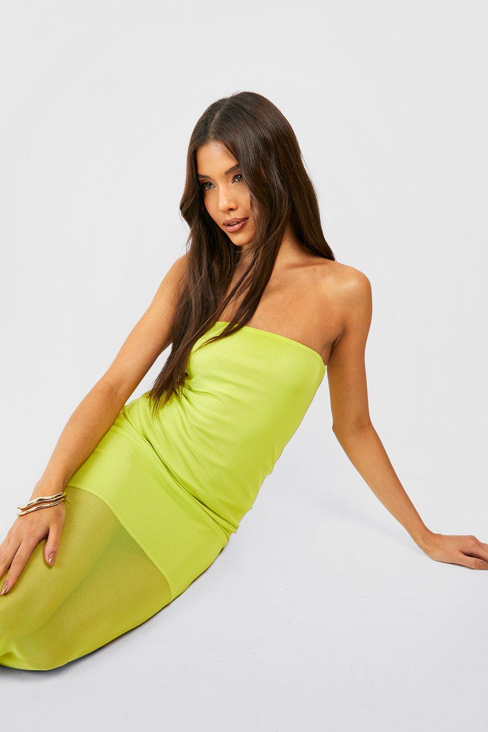 Lime green bandeau outlet dress