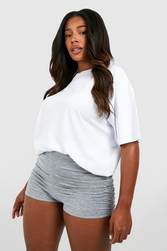 Women's Plus Jersey Basic Ruched Side Booty Shorts