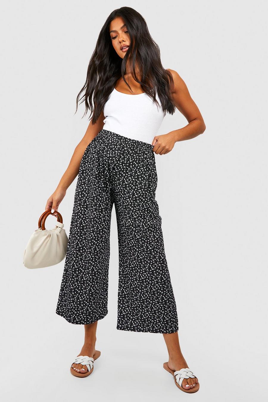 Black Maternity Ditsy Floral Culottes