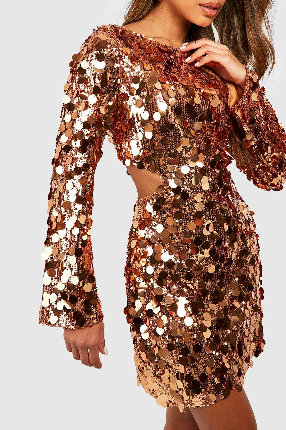 Boohoo rose gold hot sale sequin dress