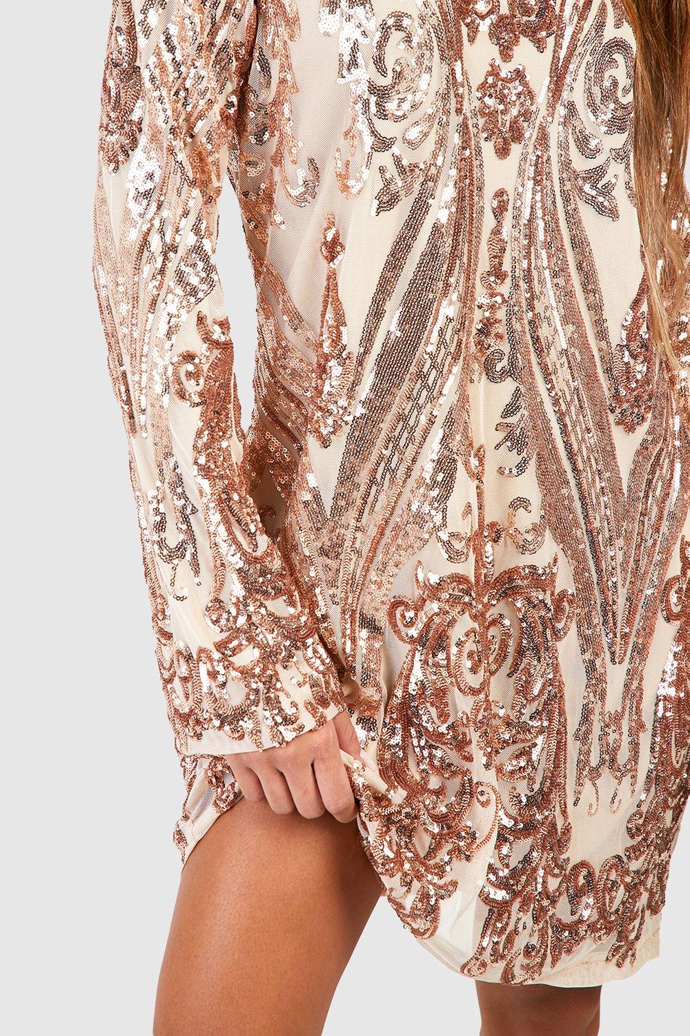 Boohoo gold sequin on sale dress