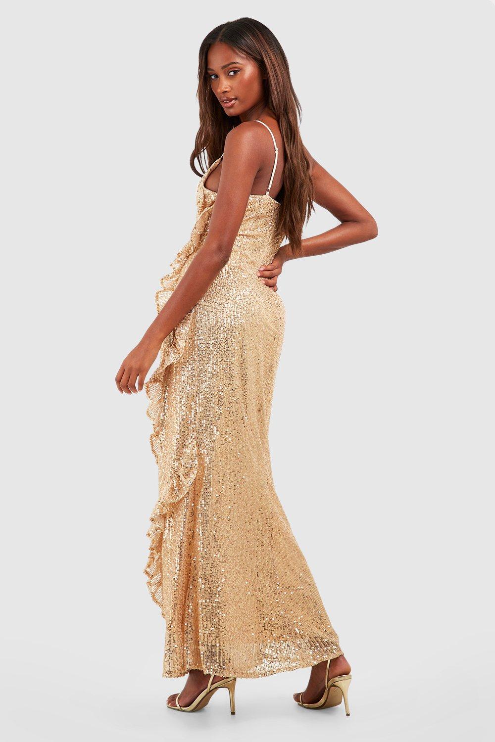 Boohoo 2025 gold dress